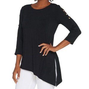 Joan Rivers Button Sleeve Jersey Knit Top 2X P2566